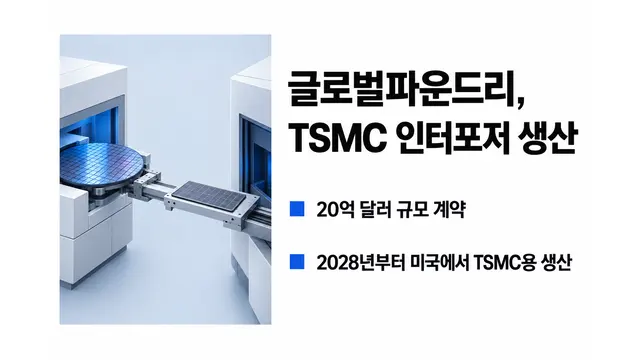 글로벌파운드리, TSMC 인터포저 생산 — 기사 주제를 표현한 AI 생성 개념 삽화